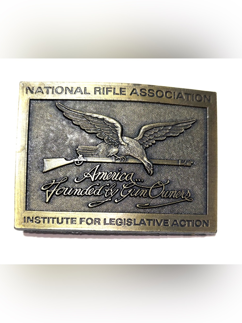 NRA Institute for Legislative Action Brass Belt Buckle -VINTAGE 80’s